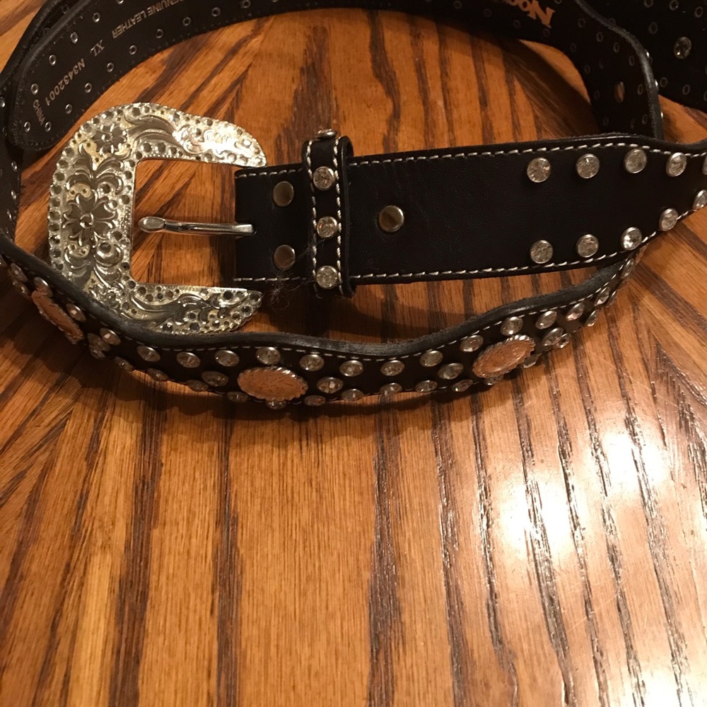 Leather bling belt